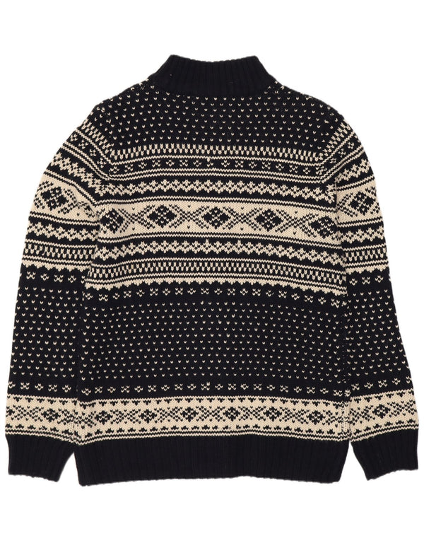 VINTAGE muški kardigan pulover 2XL tamnoplavi Fair Isle akril