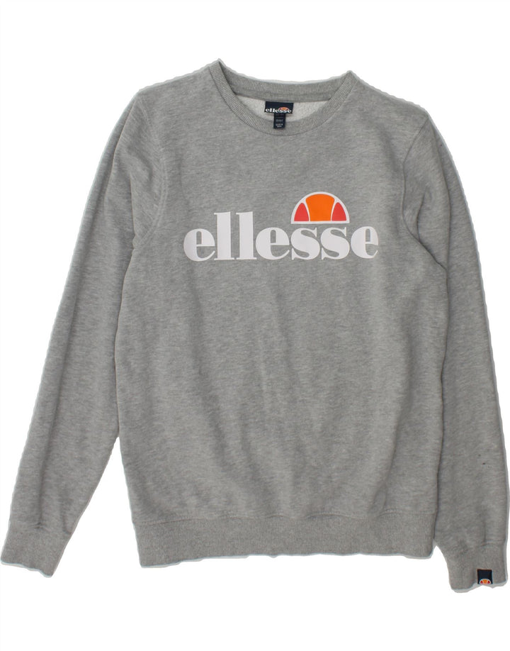 ELLESSE Boys Graphic Sweatshirt Jumper 13-14 Years Grey Cotton Vintage Ellesse and Second-Hand Ellesse from Messina Hembry 