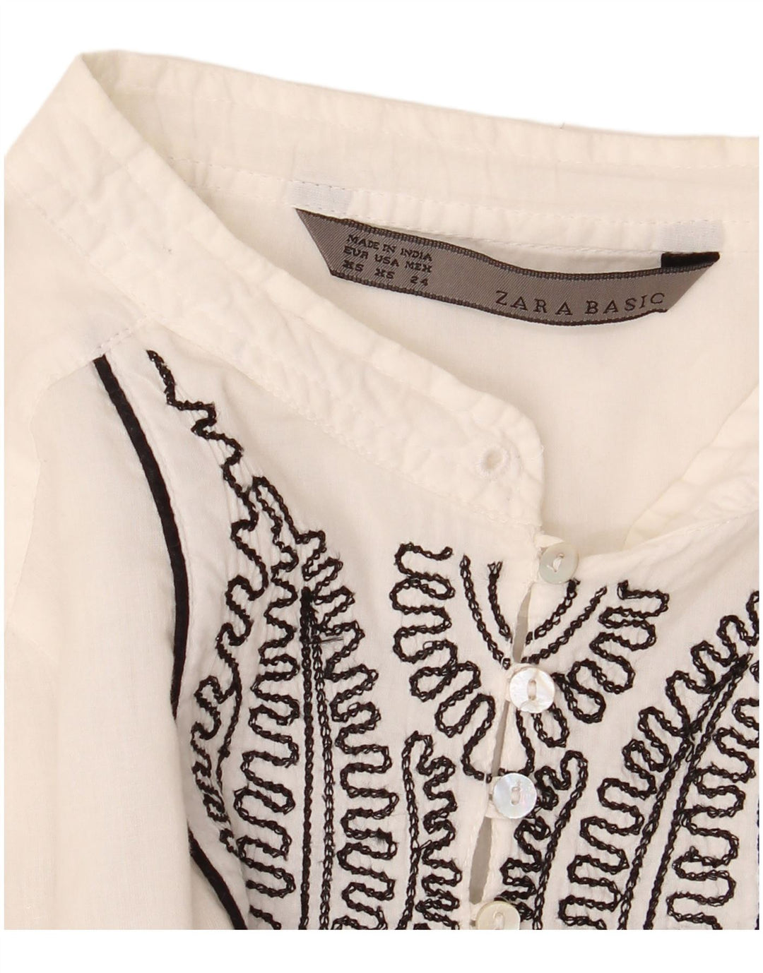 Prevelika ženska Zara tunika dugih rukava UK 6 XS bijela cvjetna