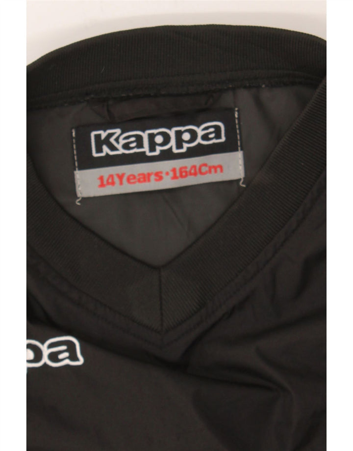 KAPPA Boys Graphic Pullover Tracksuit Top 13-14 Years Black Polyester Vintage Kappa and Second-Hand Kappa from Messina Hembry 