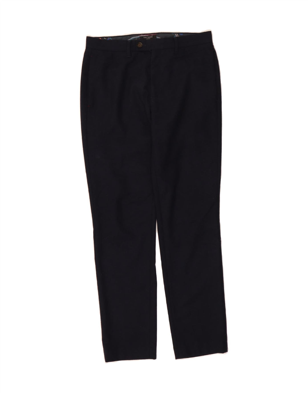 TED BAKER Mens Slim Suit Trousers W30 L32  Navy Blue Polyester Vintage Ted Baker and Second-Hand Ted Baker from Messina Hembry 