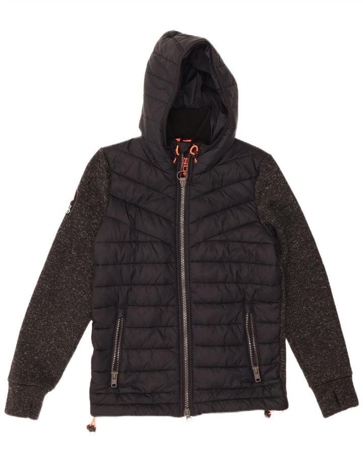 SUPERDRY Muška podstavljena jakna s kapuljačom UK 38 Srednje crna najlonska boja