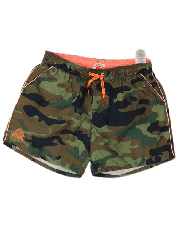 Sundek Boys Swimming Shorts 15-16 Years Khaki Camouflage Polyester