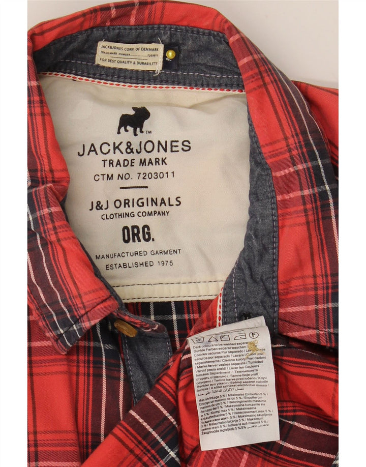 Jack & Jones muška košulja kratkih rukava srednje crvene karirane pamučne boje