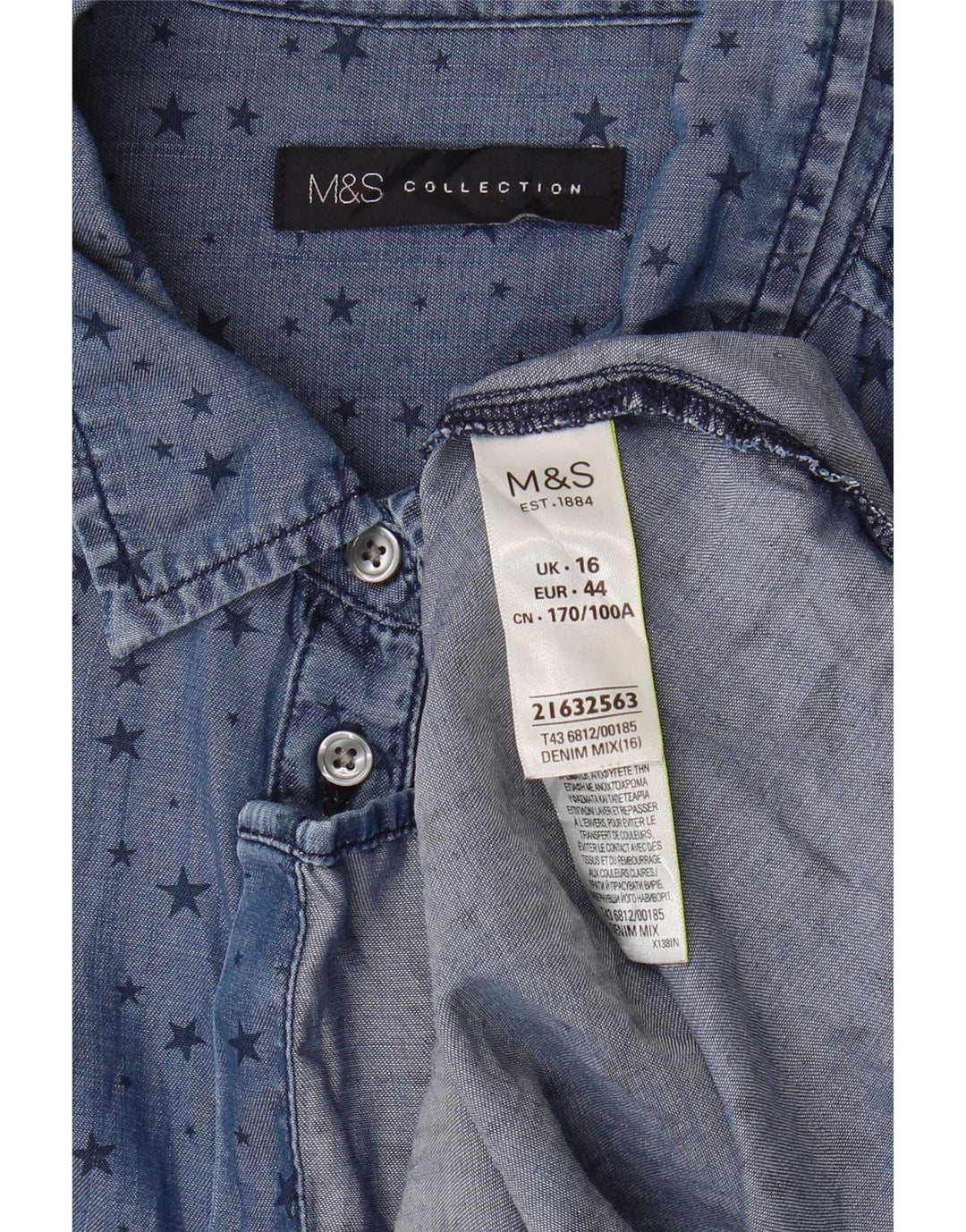 Marks & Spencer ženska dugačka košulja s apstraktnim uzorkom UK 16 velika plava