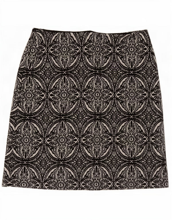 Ženska mini suknja Marks & Spencer UK 12 Srednja W30 crni poliester s paisley