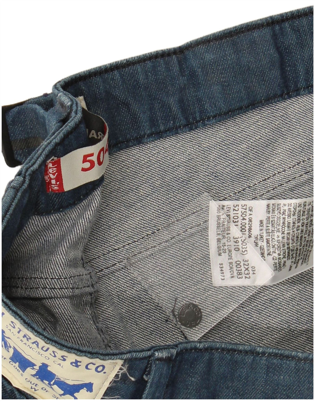 LEVI'S muške 504 ravne traperice W32 L32 tamnoplavi pamuk