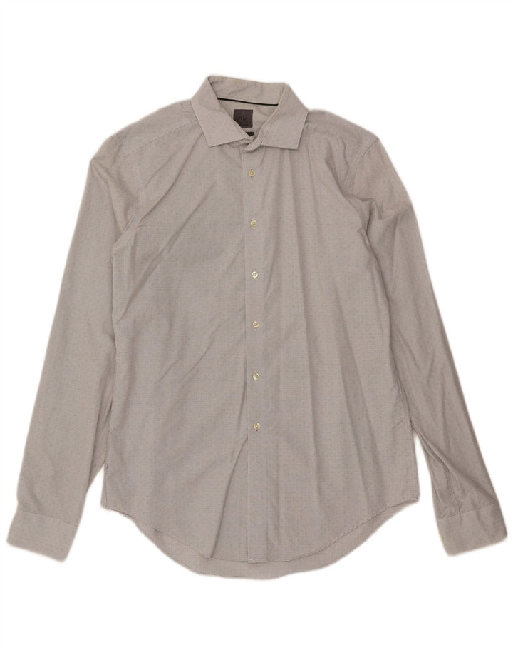 Calvin Klein muška uska košulja veličine 16, pamuk, velika sivobijela kara