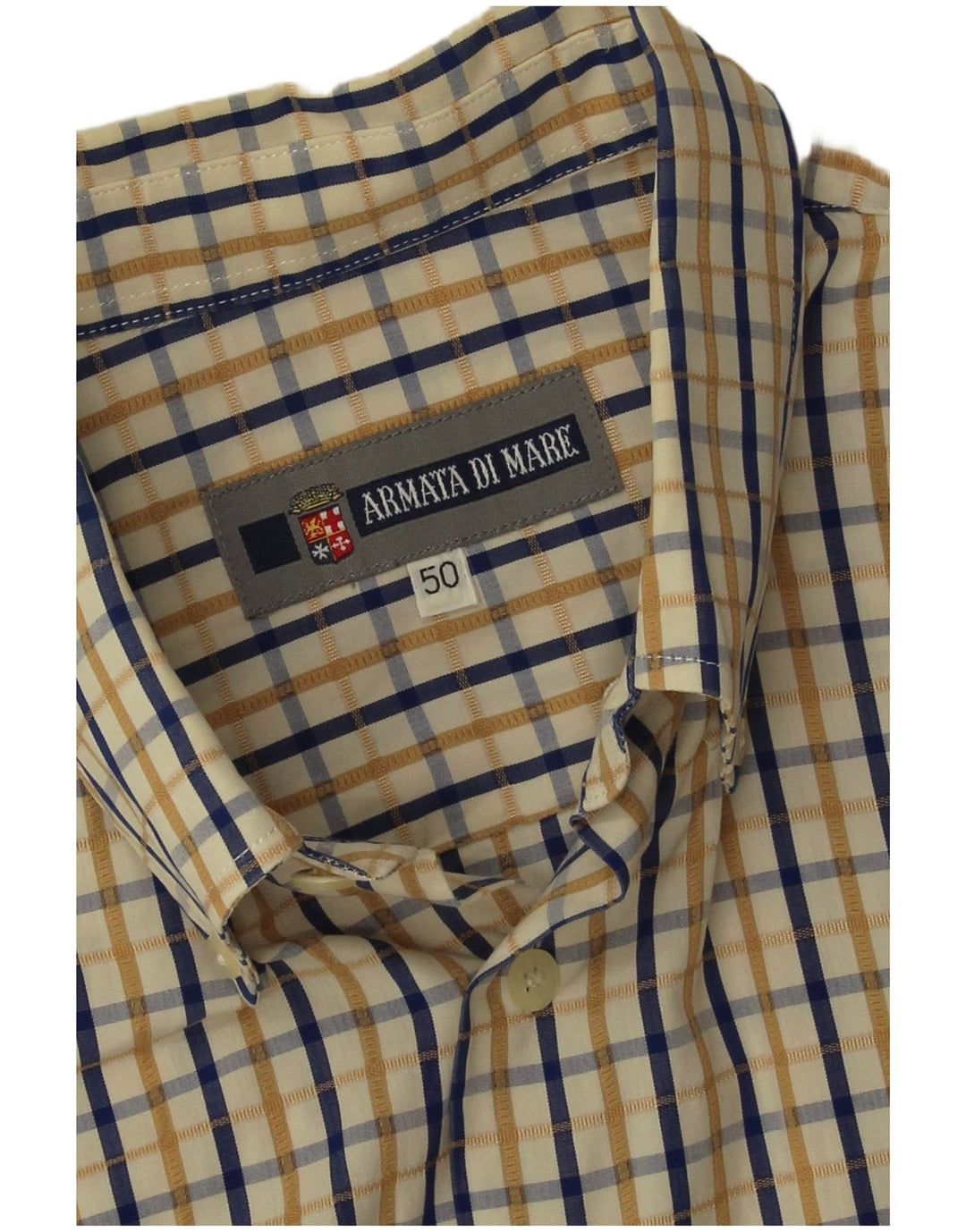 Armata Di Mare muška košulja kratkih rukava IT 50 Srednje plavi karirani pamuk
