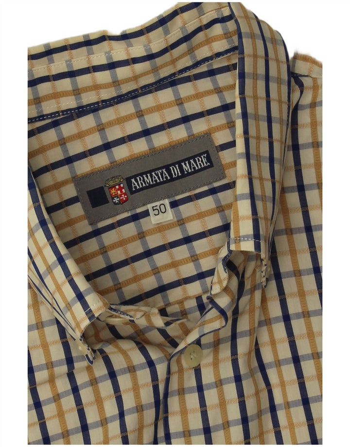 Armata Di Mare muška košulja kratkih rukava IT 50 Srednje plavi karirani pamuk