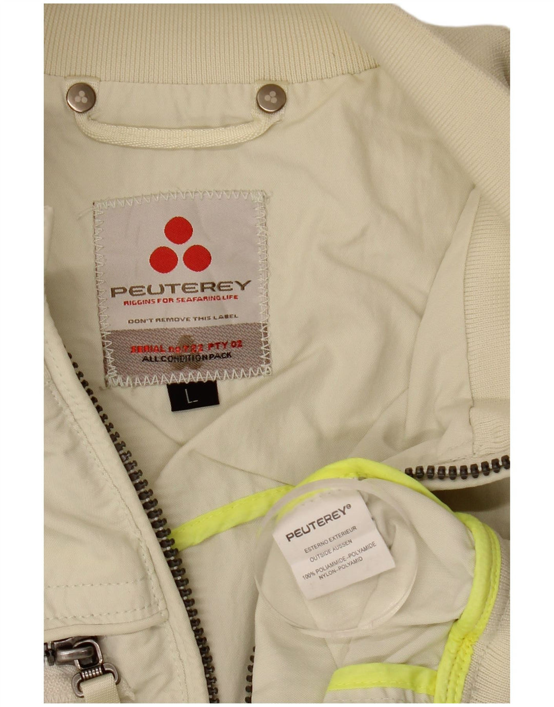 PEUTEREY Muška bomber jakna UK 40 Large Off White Nylon
