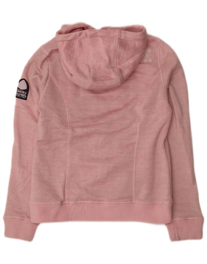 Superdry ženski pulover s kapuljačom na patentni zatvarač UK 16 veliki ružičasti poliester