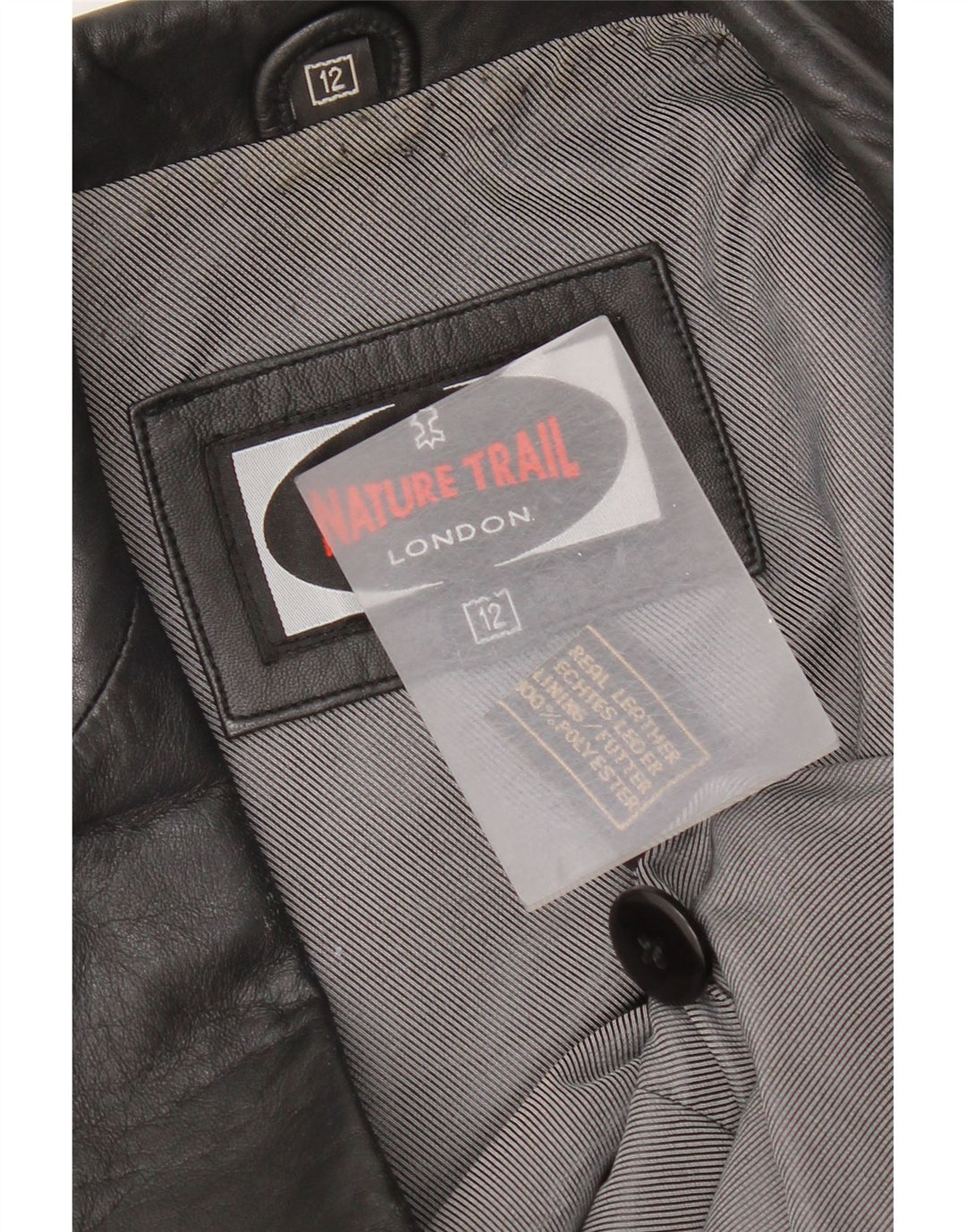 Vintage ženska kožna jakna s jednim gumbom UK 12 Srednja crna koža