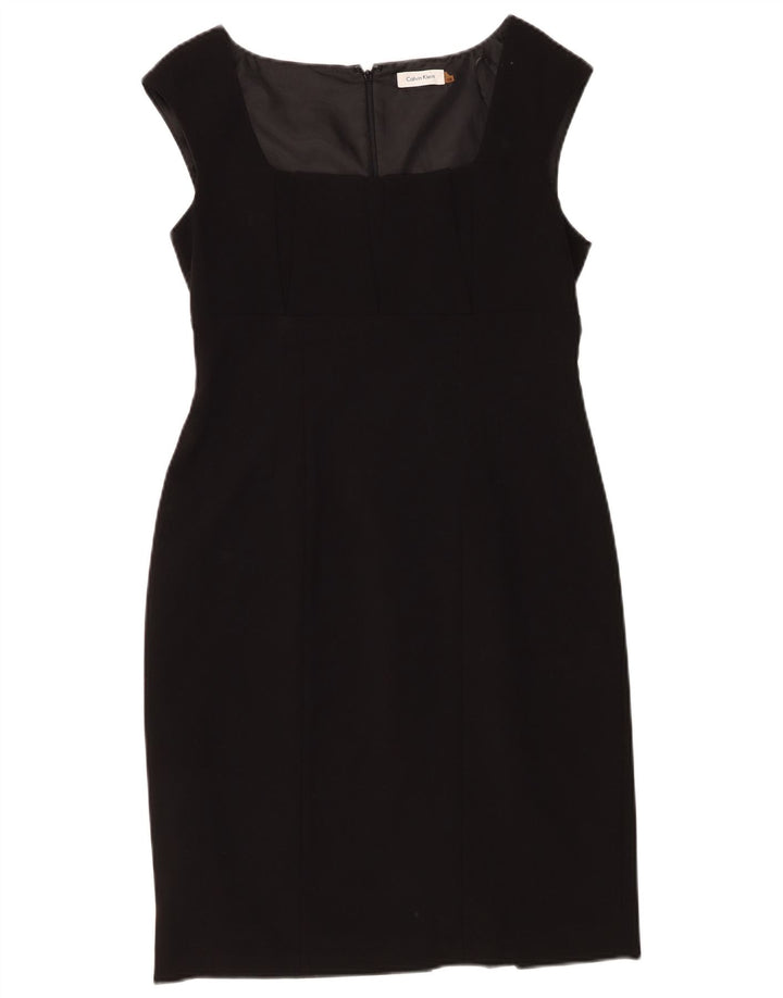 CALVIN KLEIN Womens Sleeveless Sheath Dress US 10 Large Black Polyester