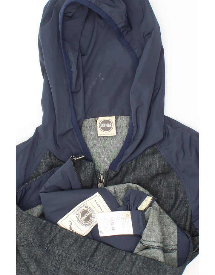 COLMAR Womens Zip Hoodie Sweater IT 42 Medium Grey Colourblock Cotton Vintage Colmar and Second-Hand Colmar from Messina Hembry 