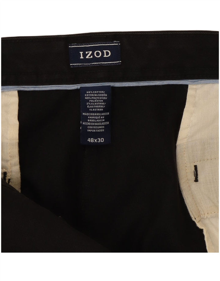 Izod muške ravne chino hlače W48 L30 crni pamuk