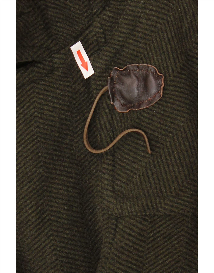 Vintage muški duffle kaput s kapuljačom UK 38, srednja kaki vuna