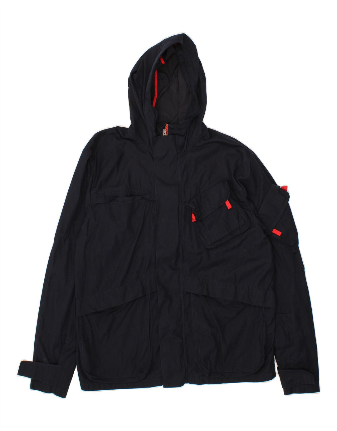 FRENCH CONNECTION Mens Hooded Windbreaker Jacket UK 38 Medium Navy Blue Vintage French Connection and Second-Hand French Connection from Messina Hembry 