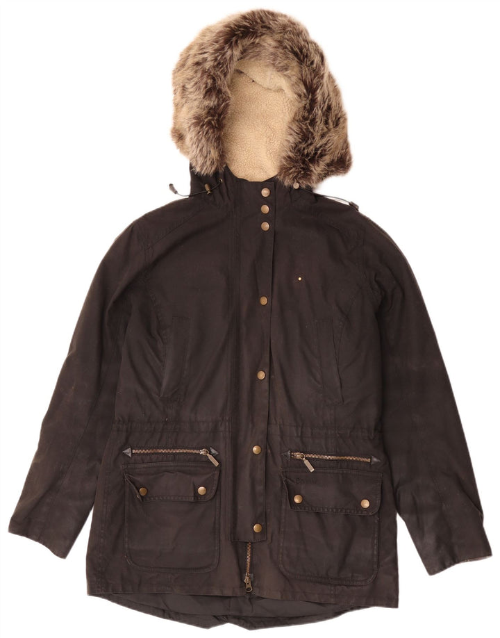 Barbour ženska jakna od voštanog pamuka s kapuljačom UK 12 srednje crna