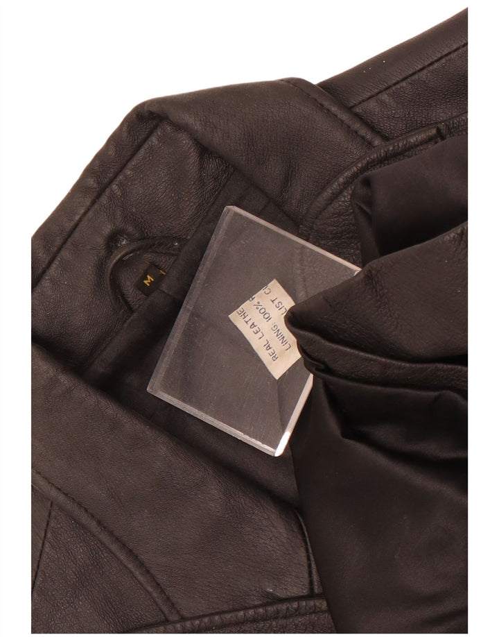 Vintage muška kožna jakna s 3 gumba UK 38 srednje crna koža