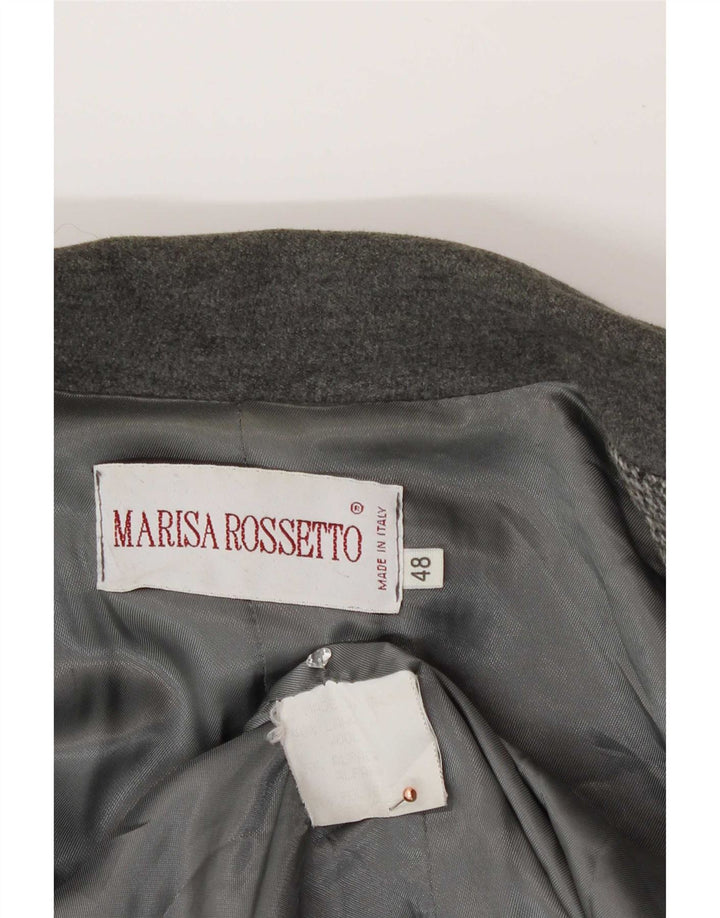 Vintage ženski sako s 3 gumba IT 48 XL Siva vuna riblja kost