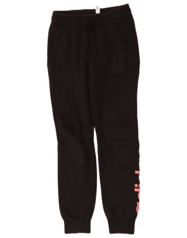 ADIDAS Womens Graphic Tracksuit Trousers Joggers UK 4/6 XS  Black Cotton