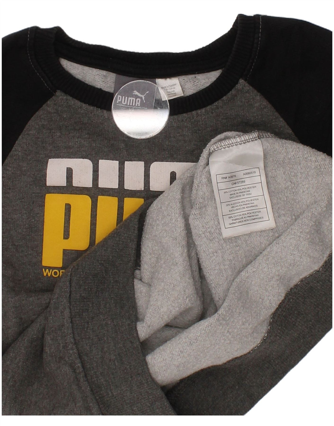 Puma Boys Graphic Sweatshirt Džemper 5-6 godina, sivi pamuk