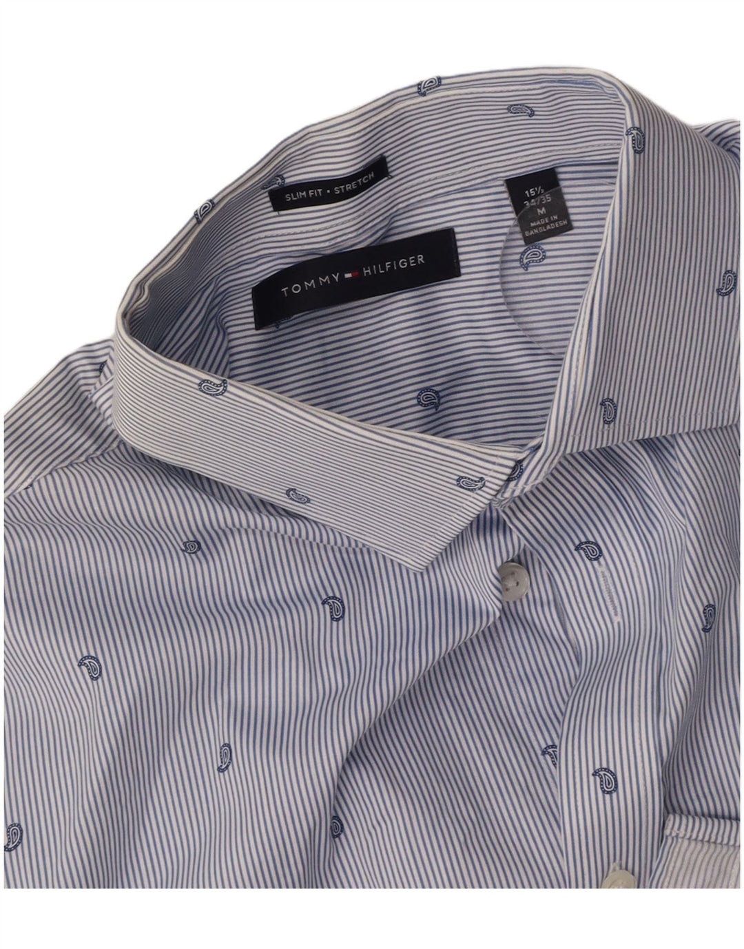 TOMMY HILFIGER Muška rastezljiva košulja veličine 15 1/2 srednje plave pruge