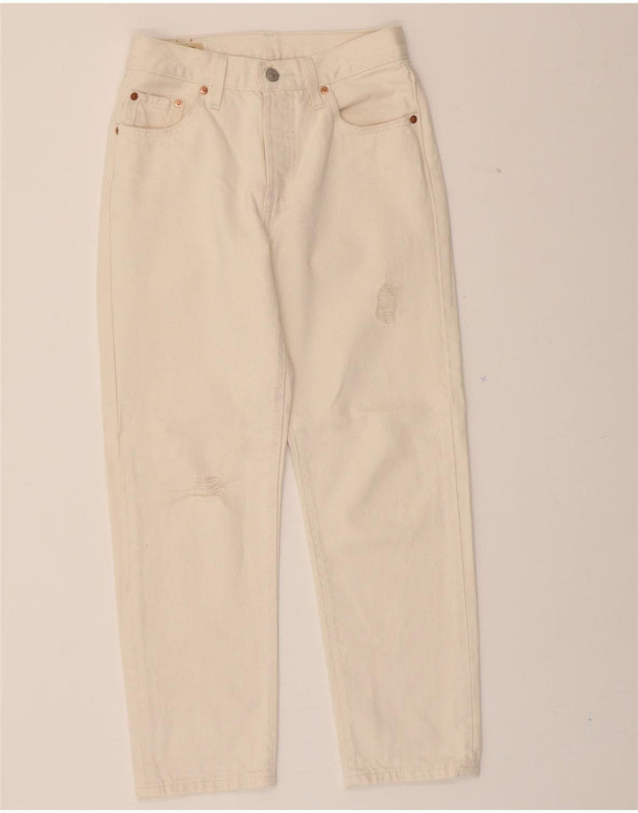 LEVI'S Womens 501 Distressed Straight Jeans W25 L26 White Vintage Levi's and Second-Hand Levi's from Messina Hembry 