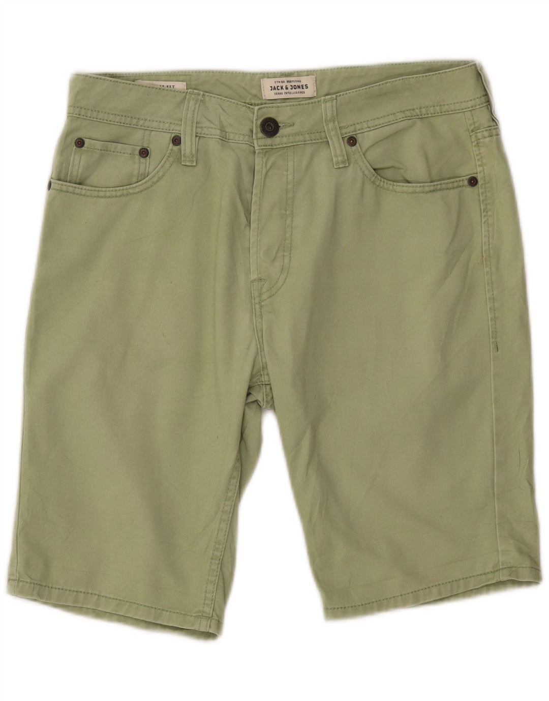 JACK & JONES Muške traper kratke hlače standardnog kroja W30 Srednje zeleni pamuk