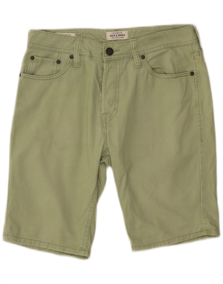 JACK & JONES Muške traper kratke hlače standardnog kroja W30 Srednje zeleni pamuk