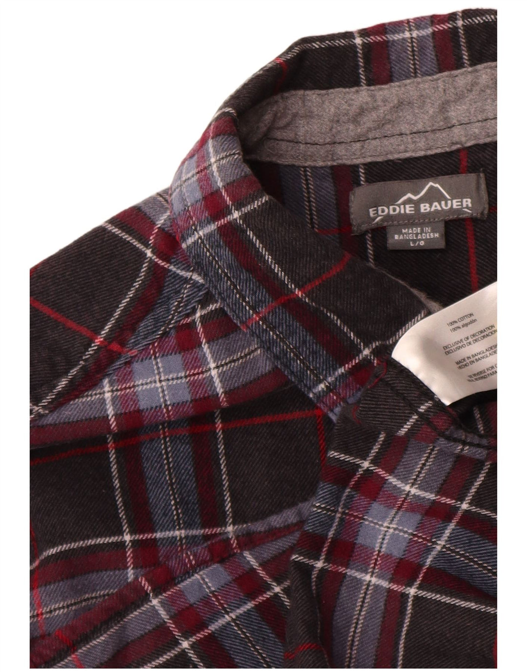 Eddie Bauer muška flanelska košulja, veliki sivi karirani pamuk