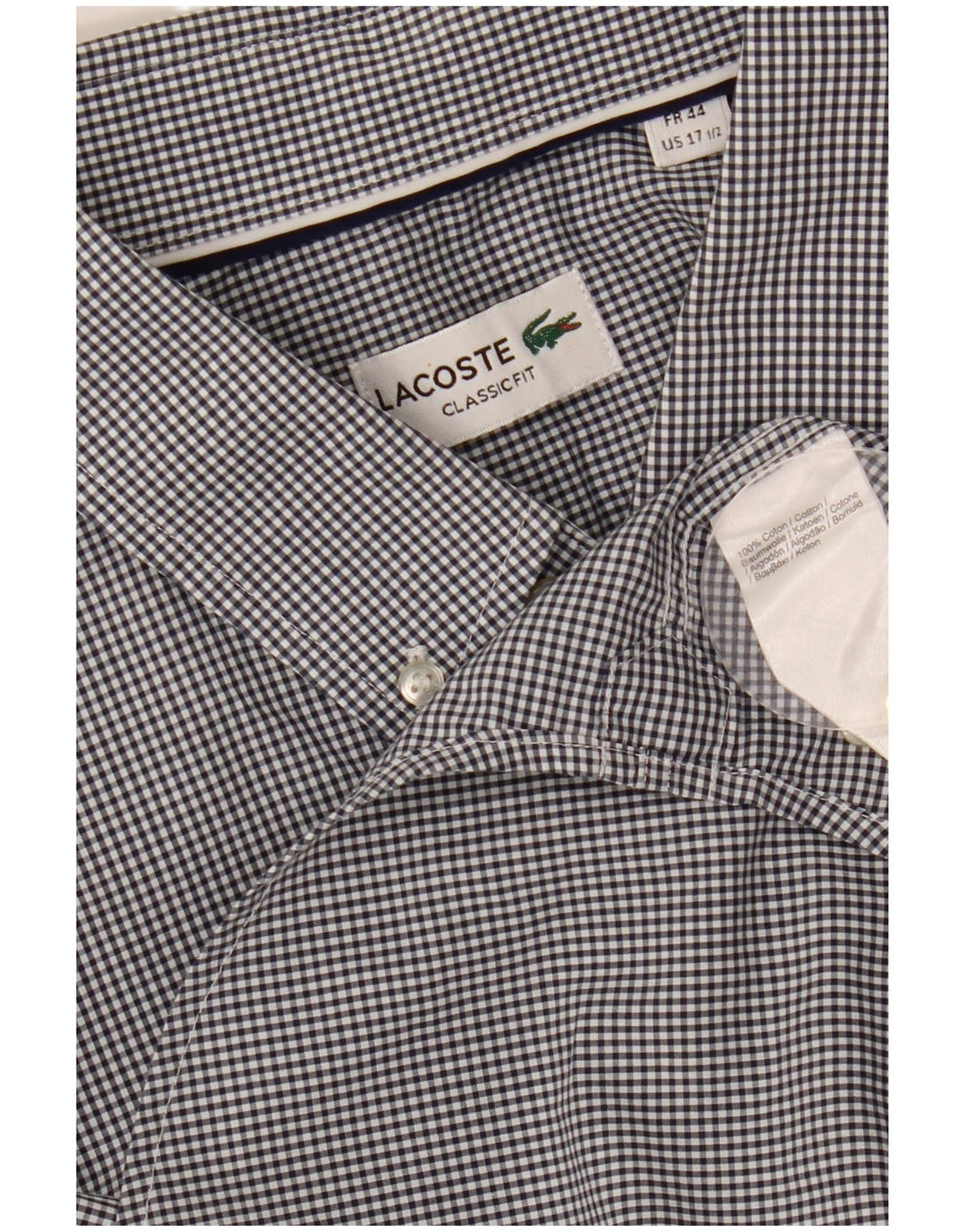 LACOSTE muška košulja kratkih rukava veličina 44 17 1/2 XL crna gingham