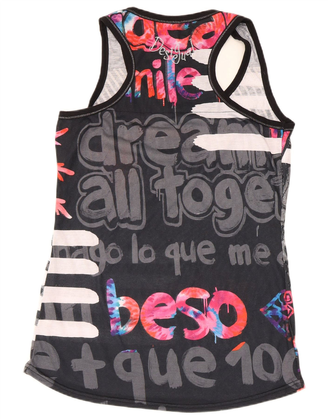 Desigual ženski gornji dio prsluka s grafičkim motivima UK 18 XL crni poliester