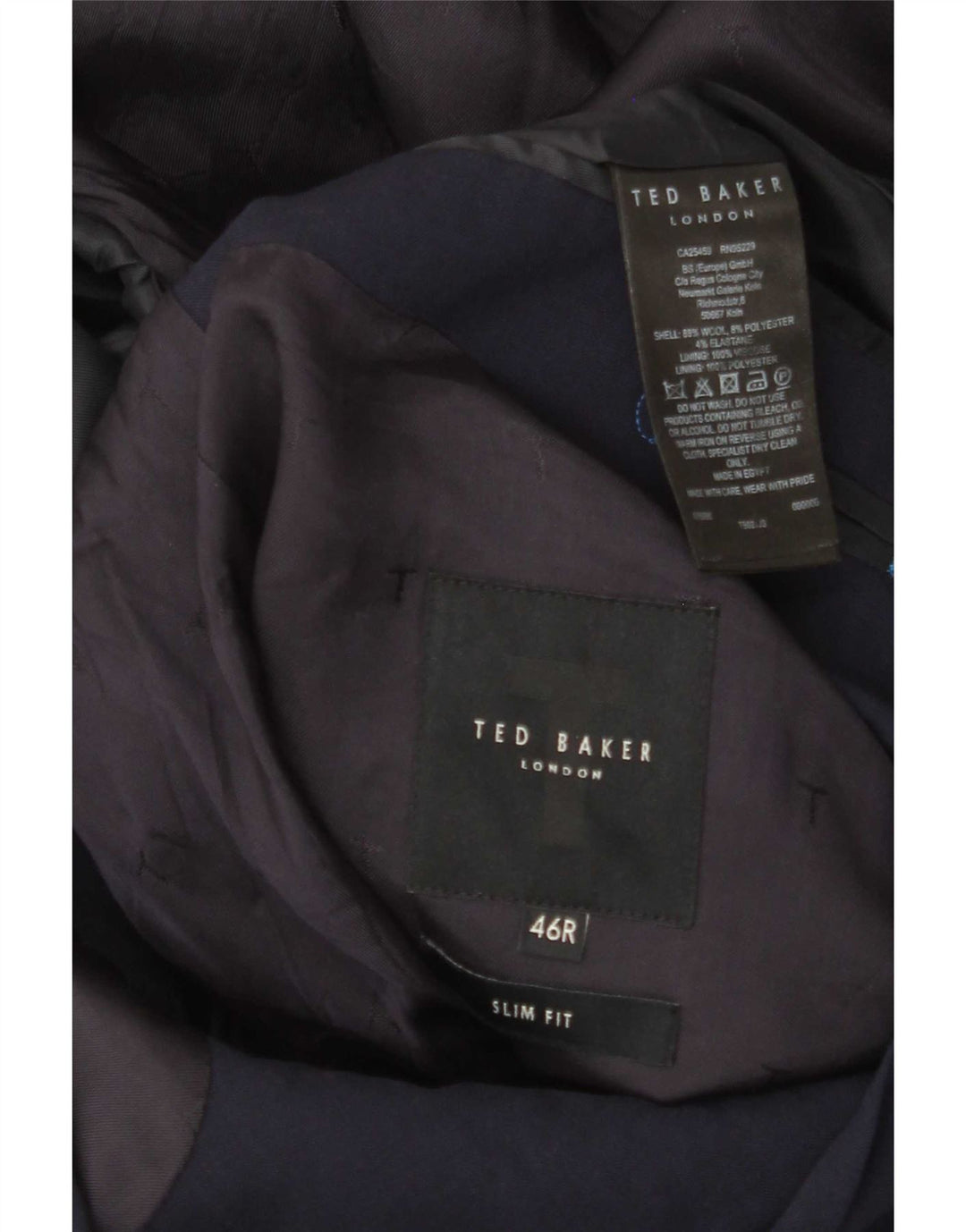 Ted Baker muška uska jakna sa 2 gumba UK 46 3XL tamnoplava vuna