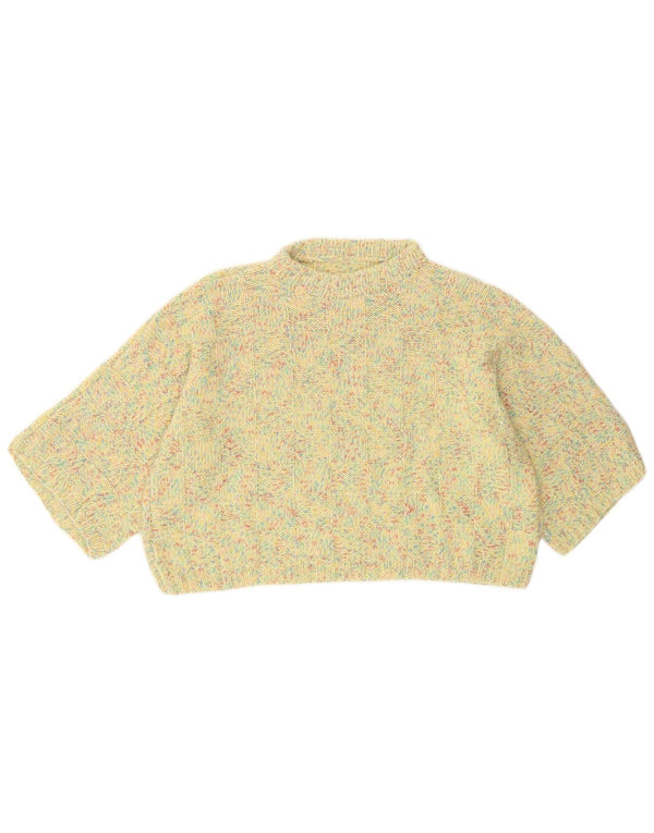 Vintage ženski džemper s kornjačičastim izrezom 1/2 rukava UK 14 Veliki žuti ret