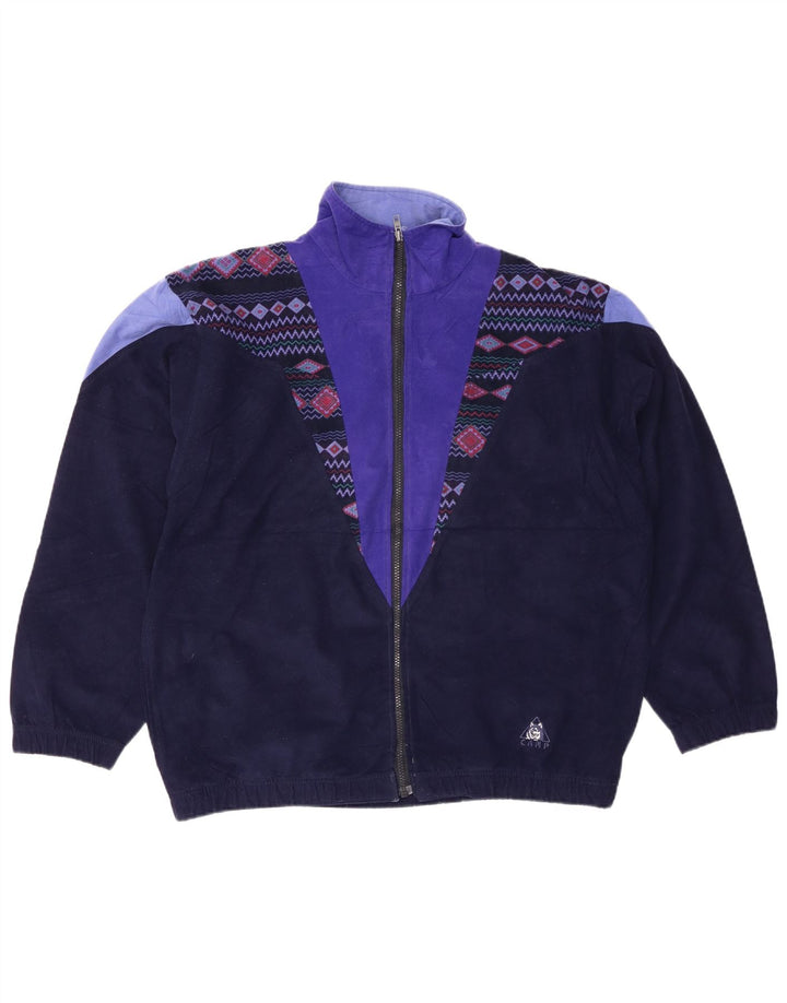 VINTAGE Mens Tracksuit Top Jacket XL Navy Blue Fair Isle
