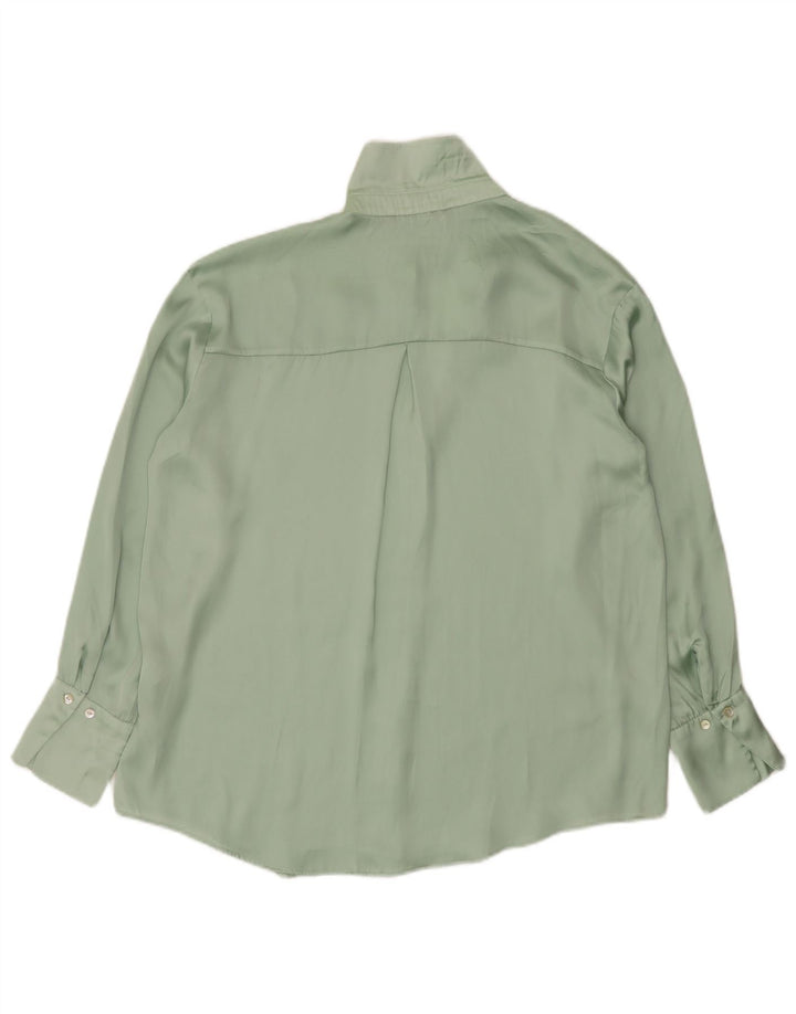 Zara ženska prevelika košulja bluza UK 14 Srednje zeleni poliester