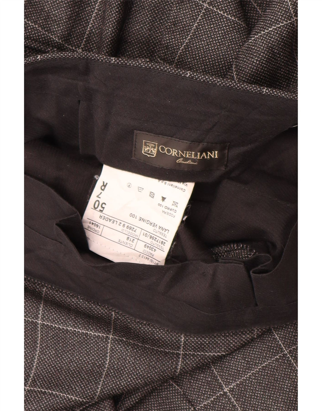 CORNELIANI Muške hlače ravnog odijela IT 50 Large W34 L32 Sivi karirani