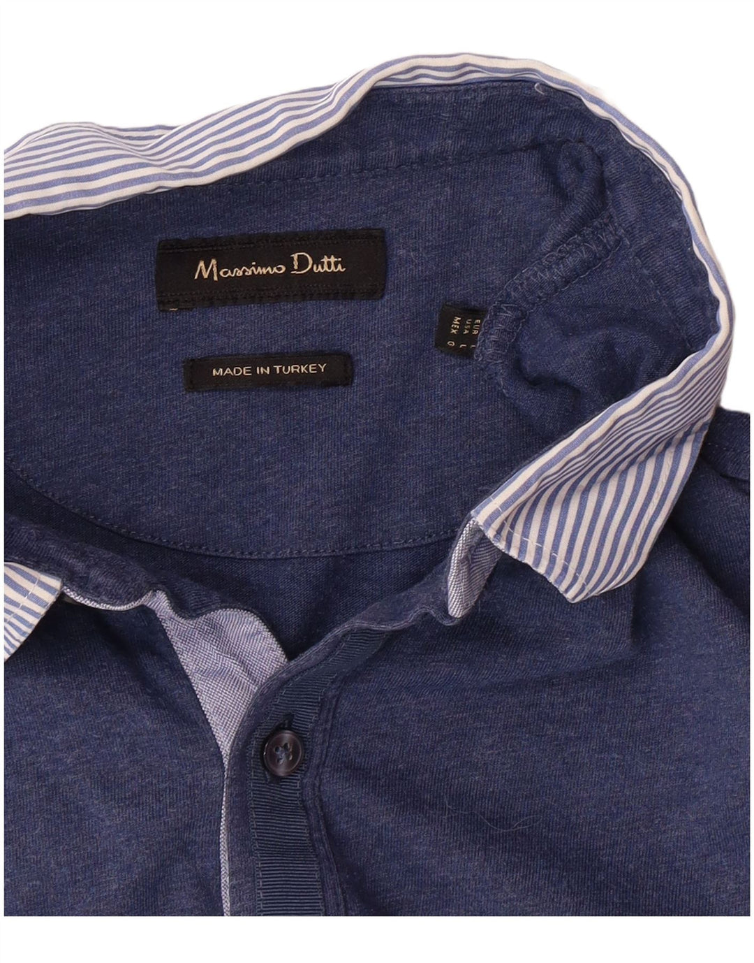 Massimo Dutti muška polo majica dugih rukava Large Blue Classic