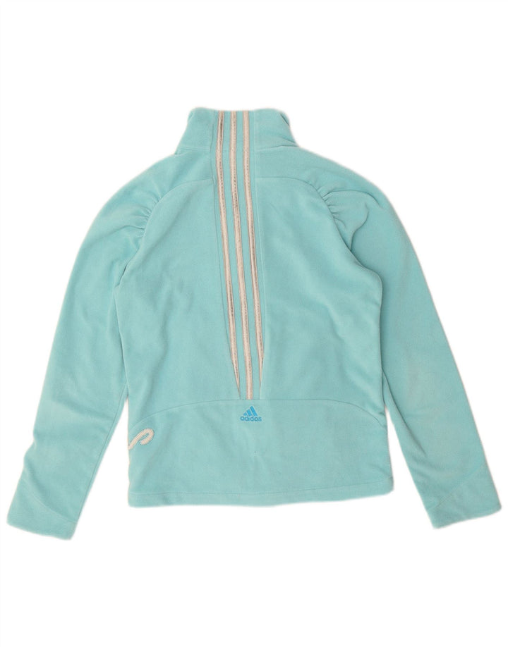 ADIDAS Girls Graphic Fleece Jacket 13-14 Years Blue Polyester