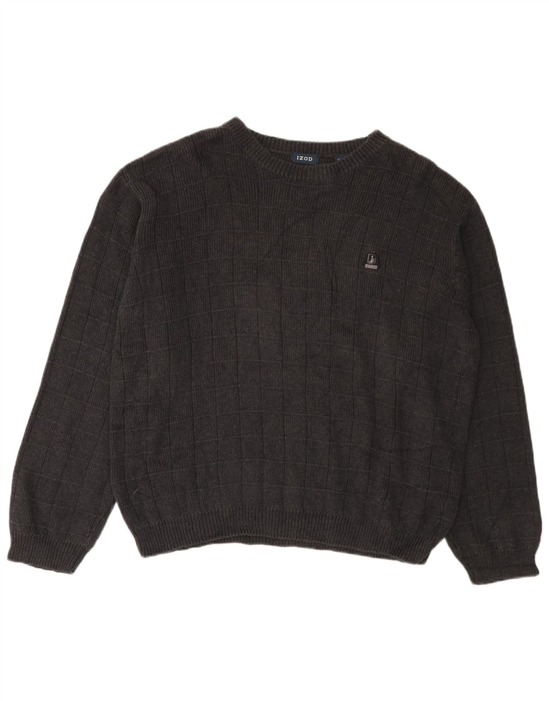 IZOD muški pulover s lađastim izrezom, veliki sivi karirani pamuk