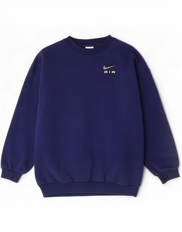 Nike Boys Graphic Sweatshirt Jumper 10-11 Years Medium Navy Blue Cotton