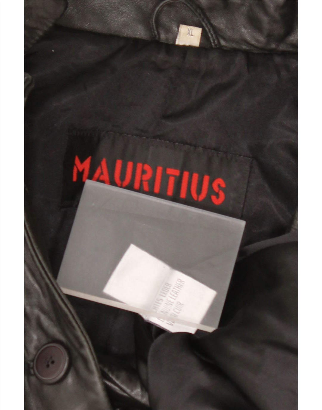 MAURITIUS Ženska kožna jakna sako s 3 gumba UK 18 XL crna koža