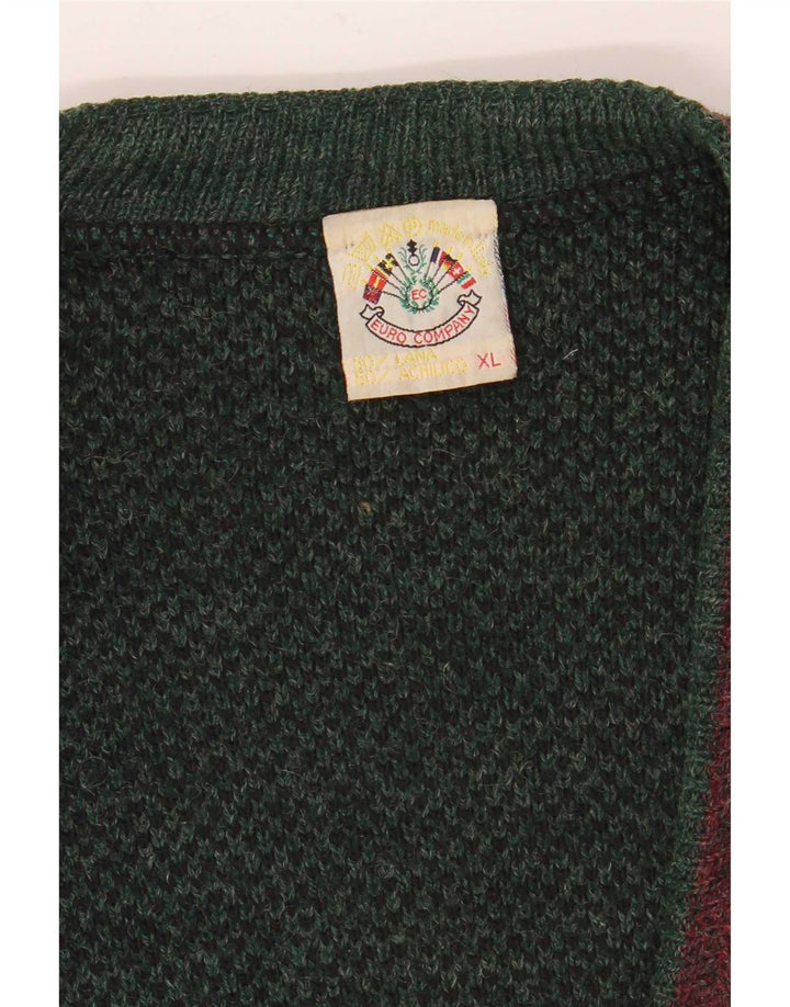 Vintage muški kardigan pulover XL zelene vune