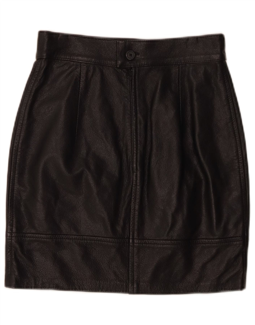 VINTAGE Womens Leather Skirt W26 Small Black Leather