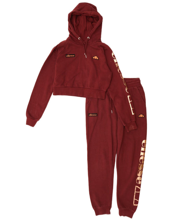 Ellesse Ženska trenirka s grafičkim motivima UK 8 Small Burgundy Cotton