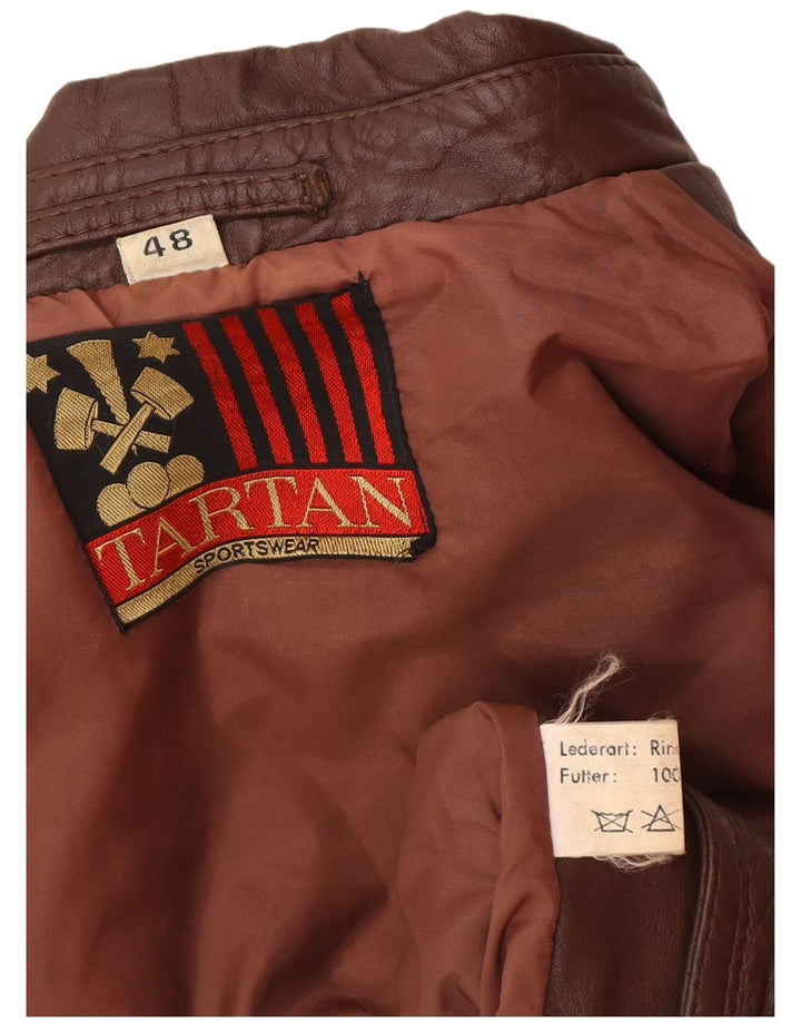 Tartan muška vojna kožna jakna IT 48 srednje smeđa koža
