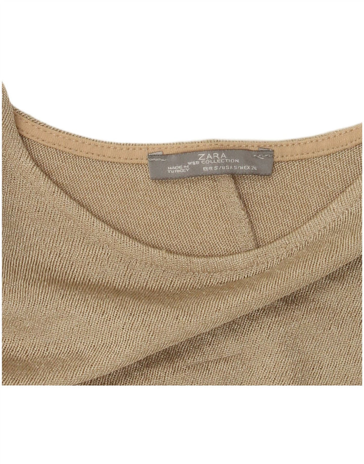 Zara ženski gornji dio s 3/4 rukavima UK 10 Small Beige Colourblock
