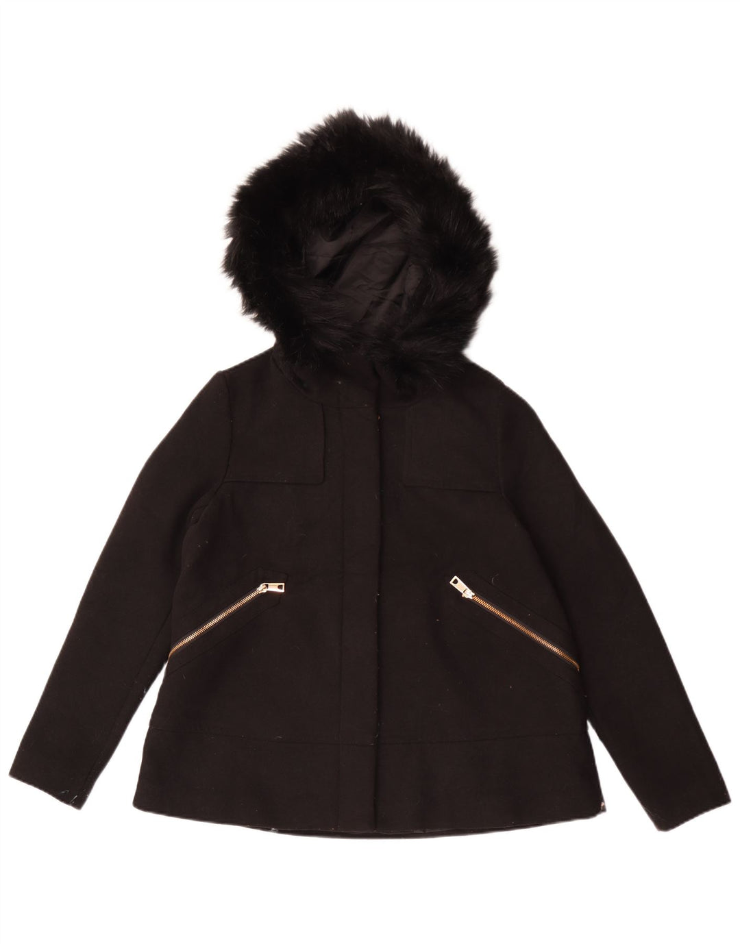 Zara ženska bomber jakna s kapuljačom UK 10 Mala crna poliester